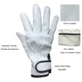 White Goatskin Keystone Thumb Ajustable Cuff Safety Gardening Work Leather Driver Gloves